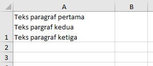 Menambah paragraf pada teks Excel